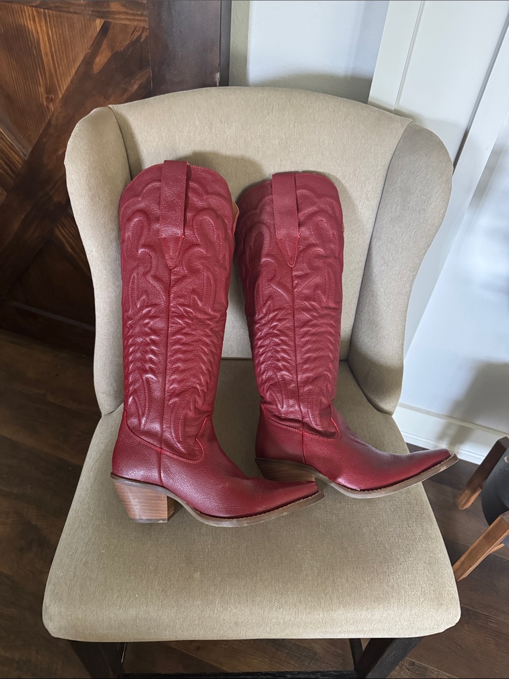 Dingo Raisin Kane Red Women's Western Knee-High Boots - Picture 5 of 10